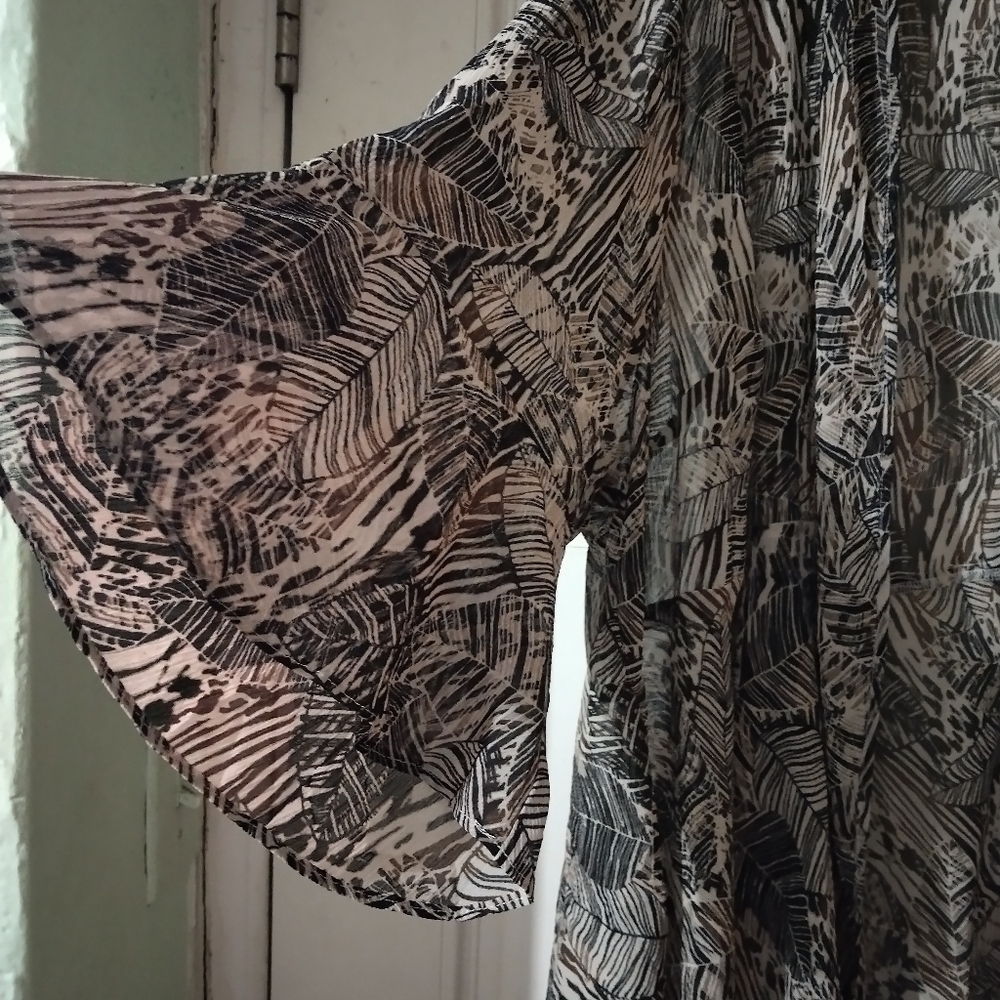 Women's Patterned Open-Front Cardigan - Picture 3 of 5